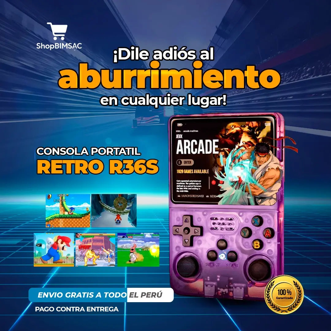 CONSOLA PORTATIL RETRO R36S  + GARANTIA 1 AÑO + MICA GRATIS