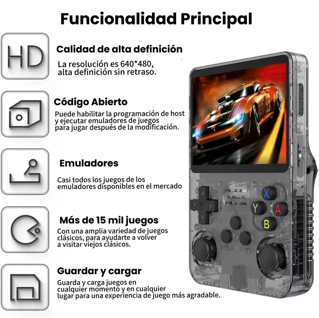 CONSOLA PORTATIL RETRO R36S  + GARANTIA 1 AÑO + MICA GRATIS